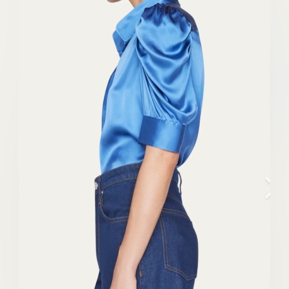 FRAME "Gillian" silk top in slate blue - Picture 3 of 5